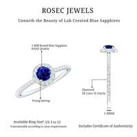 Lab Grown Blue Sapphire and Diamond Minimal Engagement Ring