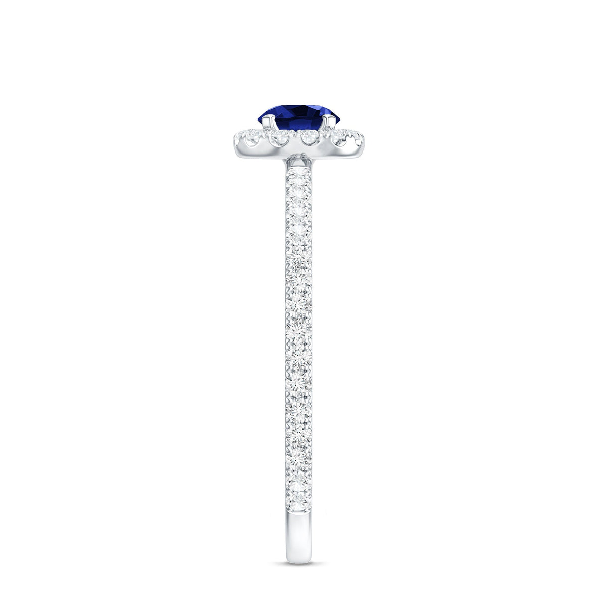 Lab Grown Blue Sapphire and Diamond Minimal Engagement Ring