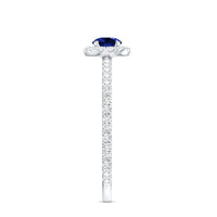Lab Grown Blue Sapphire and Diamond Minimal Engagement Ring