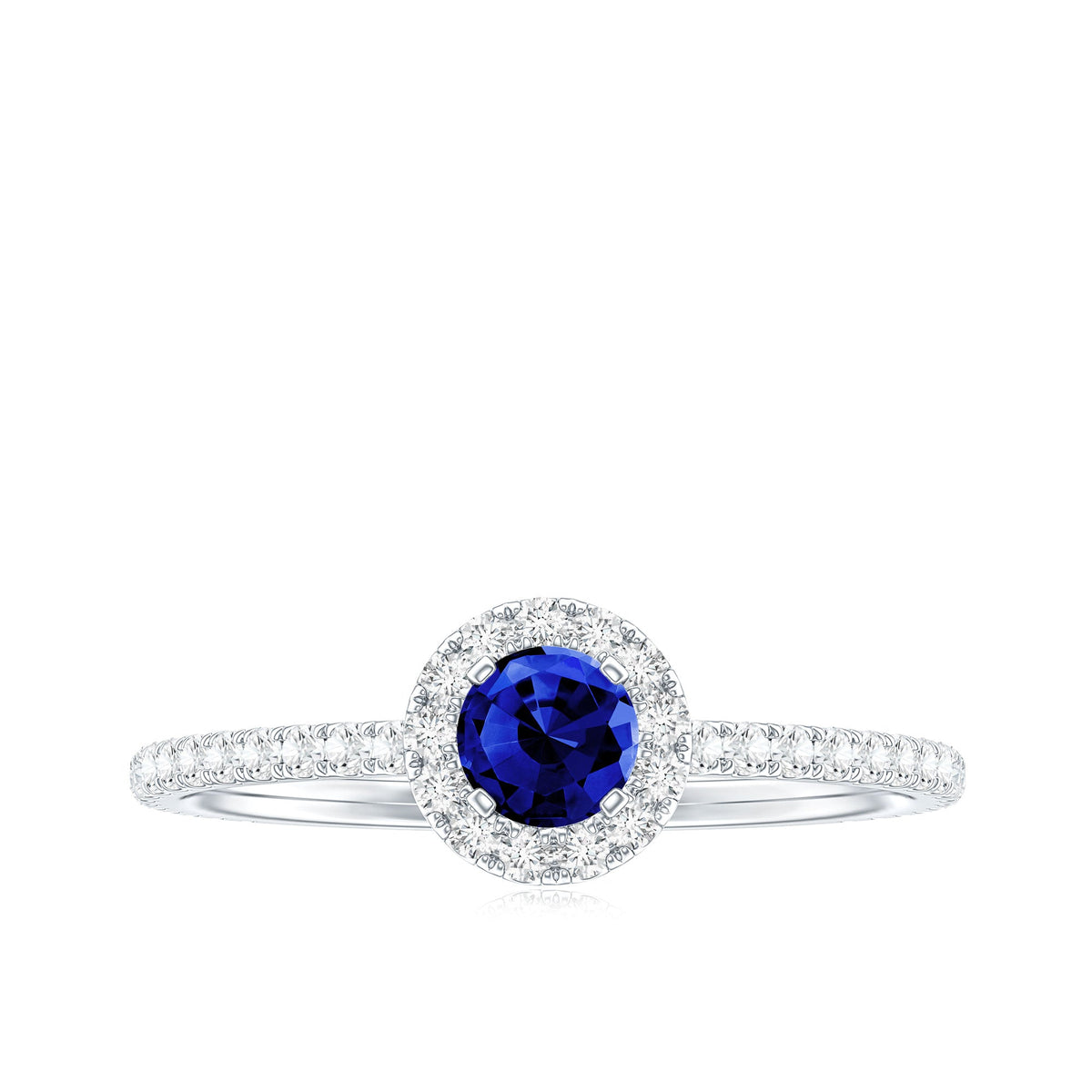 Lab Grown Blue Sapphire and Diamond Minimal Engagement Ring
