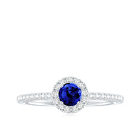 Lab Grown Blue Sapphire and Diamond Minimal Engagement Ring