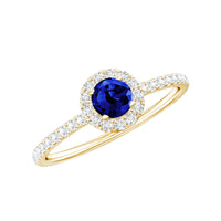 Lab Grown Blue Sapphire and Diamond Minimal Engagement Ring