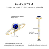 Lab Grown Blue Sapphire and Diamond Minimal Engagement Ring