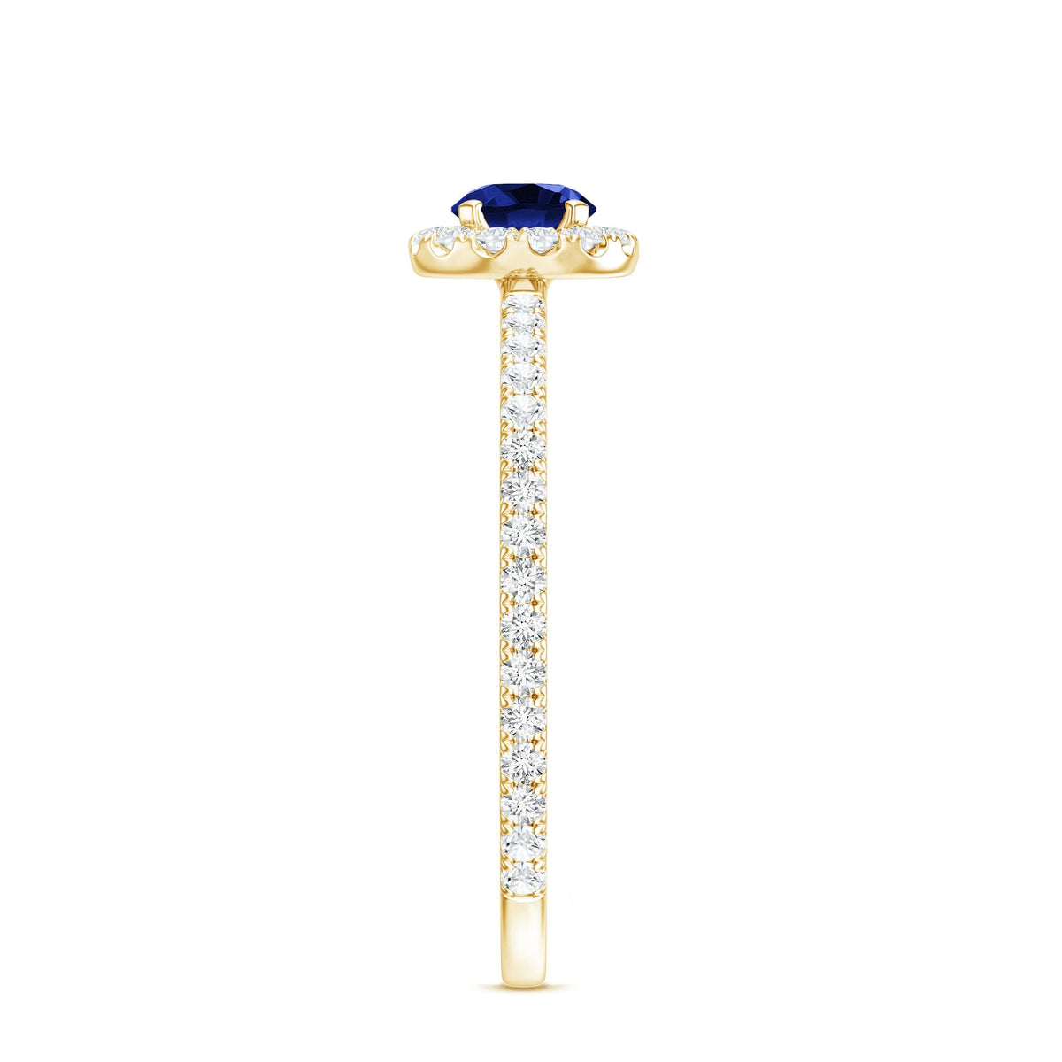 Lab Grown Blue Sapphire and Diamond Minimal Engagement Ring