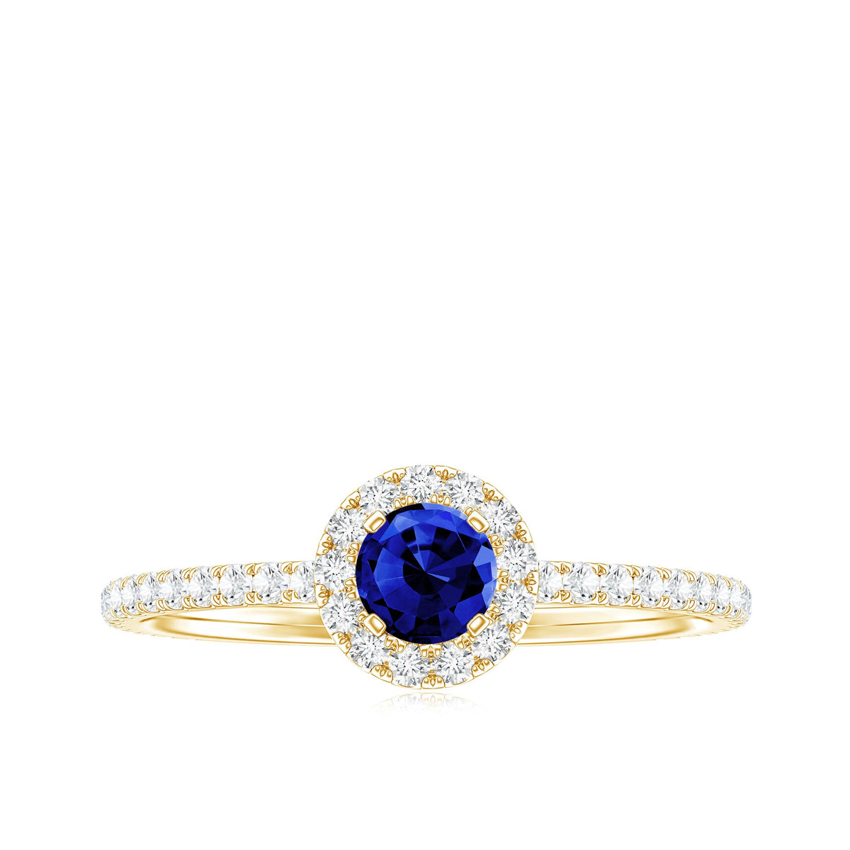 Lab Grown Blue Sapphire and Diamond Minimal Engagement Ring