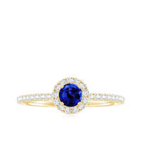 Lab Grown Blue Sapphire and Diamond Minimal Engagement Ring