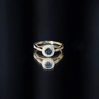 0.6 Carat London Blue topaz Vintage Inspired Ring with Diamond Halo