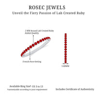 Rosec Jewels French pave set lab-grown ruby stackable eternity ring with sparkling ruby accents and a sleek band design.
