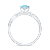 Real 0.8 Ct Aquamarine and Diamond Infinity Engagement Ring