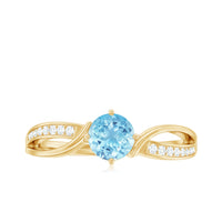 Real 0.8 Ct Aquamarine and Diamond Infinity Engagement Ring