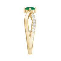 Rosec Jewels real emerald infinity promise ring with diamond, showcasing the intricate design and sparkling gemstones.