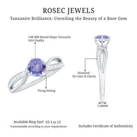 Certified Real Tanzanite Diamond Promise Ring for Proposal