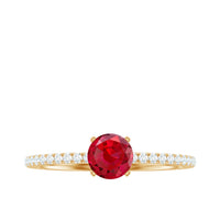 Round Cut Lab Grown Ruby Engagement Ring with Diamond