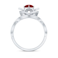 0.6 Carat Lab Created Ruby Vintage Flower Engagement Ring