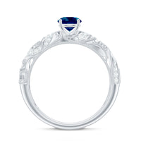 Vintage London Blue Topaz and Diamond Engagement Ring