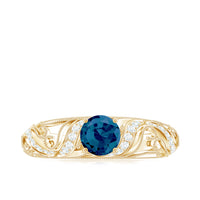 Vintage London Blue Topaz and Diamond Engagement Ring