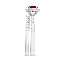 Vintage Inspired Created Ruby and Diamond Wedding Band Ring