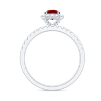 Vintage Inspired Created Ruby and Diamond Wedding Band Ring