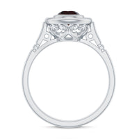 Vintage Looking Garnet Engagement Ring in Bezel Setting