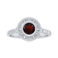 Vintage Looking Garnet Engagement Ring in Bezel Setting