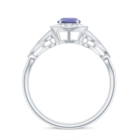 Natural Tanzanite Retro Engagement Ring with Diamond