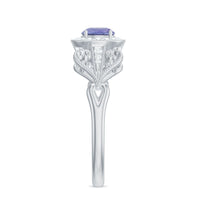 Natural Tanzanite Retro Engagement Ring with Diamond