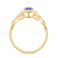 Natural Tanzanite Retro Engagement Ring with Diamond