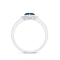 2 Carat Heart London Blue Topaz Engagement Ring with Diamond