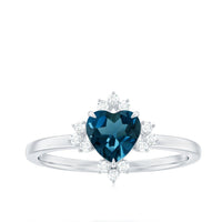 2 Carat Heart London Blue Topaz Engagement Ring with Diamond