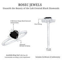 Certified 2.4 Carat Lab Grown Black Diamond Heart Engagement Ring with White Diamond
