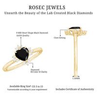 Certified 2.4 Carat Lab Grown Black Diamond Heart Engagement Ring with White Diamond
