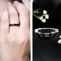 Certified Lab Grown Black Diamond Heart Eternity Ring for Women