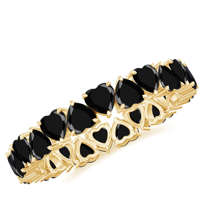 Certified lab-grown black diamond heart eternity ring for women by Rosec Jewels, showcasing a sparkling black diamond design.