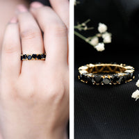 Certified Lab Grown Black Diamond Heart Eternity Ring for Women