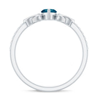 0.74 Carat Marquise Cut London Blue Topaz Celtic Engagement Ring with Diamond