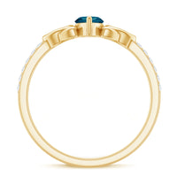 0.74 Carat Marquise Cut London Blue Topaz Celtic Engagement Ring with Diamond