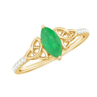 Marquise Cut Emerald Celtic Knot Engagement Ring with Diamonds
