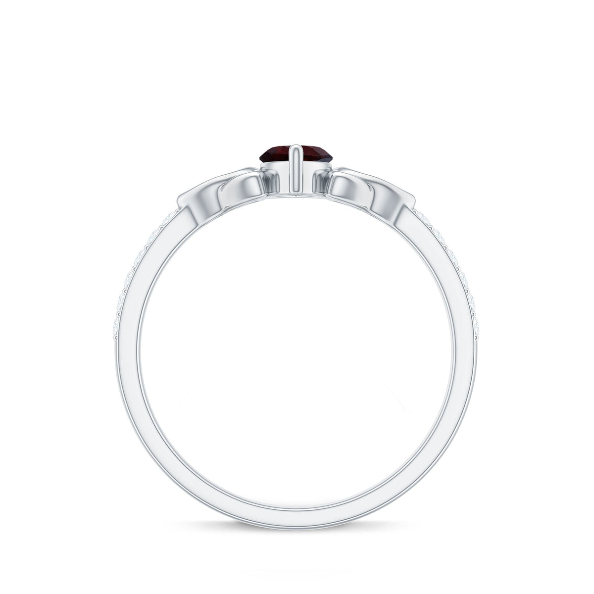 Real Garnet Diamond Marquise Engagement Ring with Celtic Knot