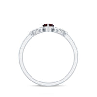 Real Garnet Diamond Marquise Engagement Ring with Celtic Knot