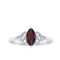 Real Garnet Diamond Marquise Engagement Ring with Celtic Knot