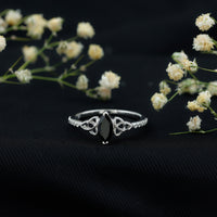 0.8 Carat Lab Grown Black and White Diamond Marquise Engagement Ring with Celtic Knot