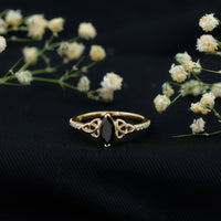 0.8 Carat Lab Grown Black and White Diamond Marquise Engagement Ring with Celtic Knot