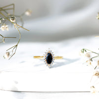 Certified 0.8 Carat Lab Grown Black Diamond Marquise Engagement Ring with Halo