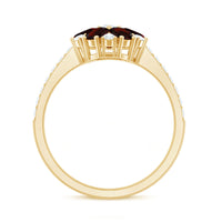 Natural Garnet Flower Engagement Ring with Diamond
