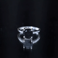 Certified 2.8 Carat Lab Grown Black Diamond Cushion Cut Engagement Ring