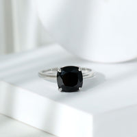 Certified 2.8 Carat Lab Grown Black Diamond Cushion Cut Engagement Ring