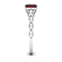 Natural 3.3 Carat Garnet Asscher Cut Engagement Ring with Diamond