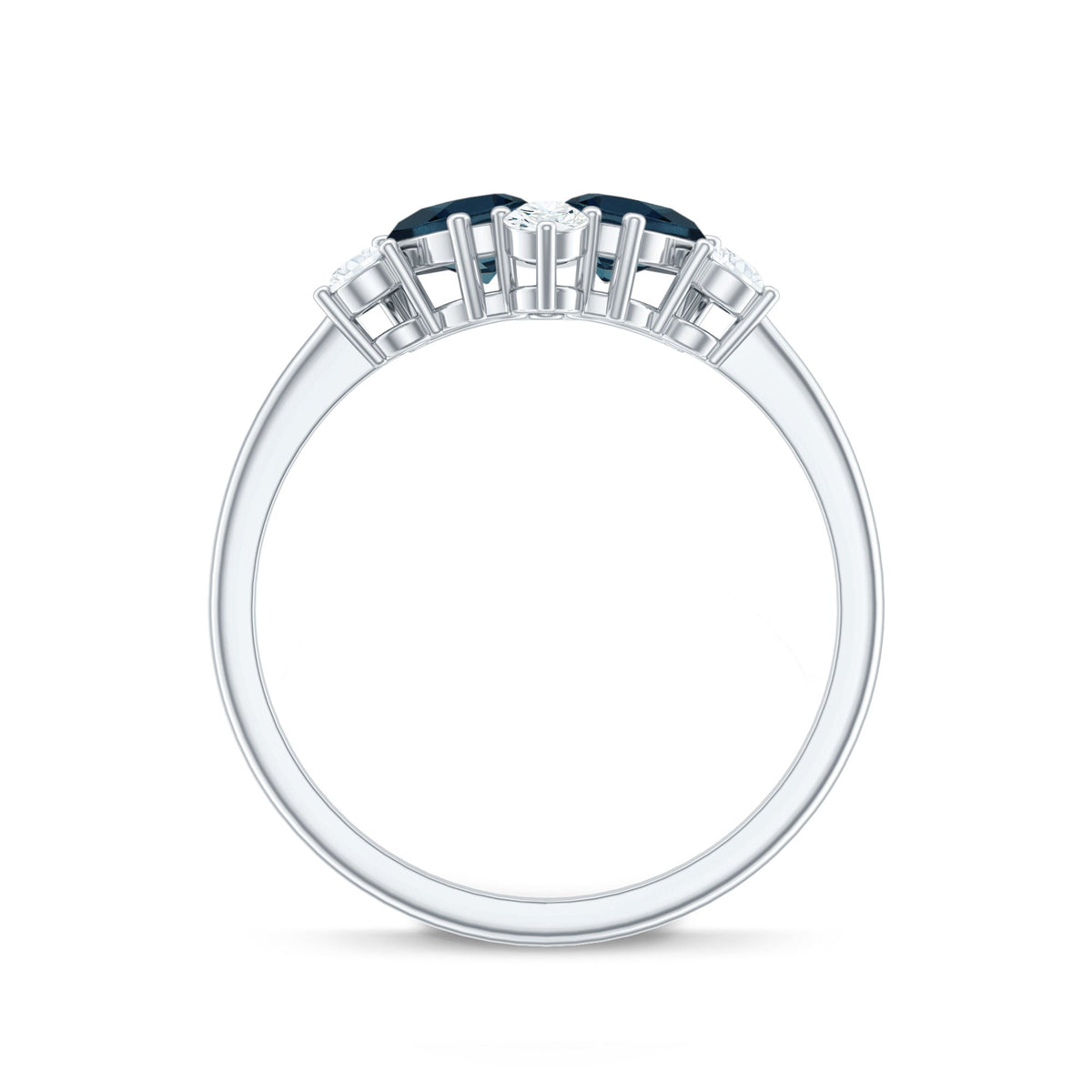 Genuine London Blue Topaz and Diamond 2 Stone Promise Ring