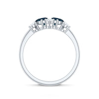 Genuine London Blue Topaz and Diamond 2 Stone Promise Ring