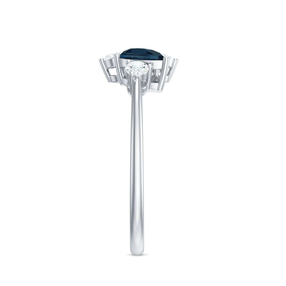 Genuine London Blue Topaz and Diamond 2 Stone Promise Ring